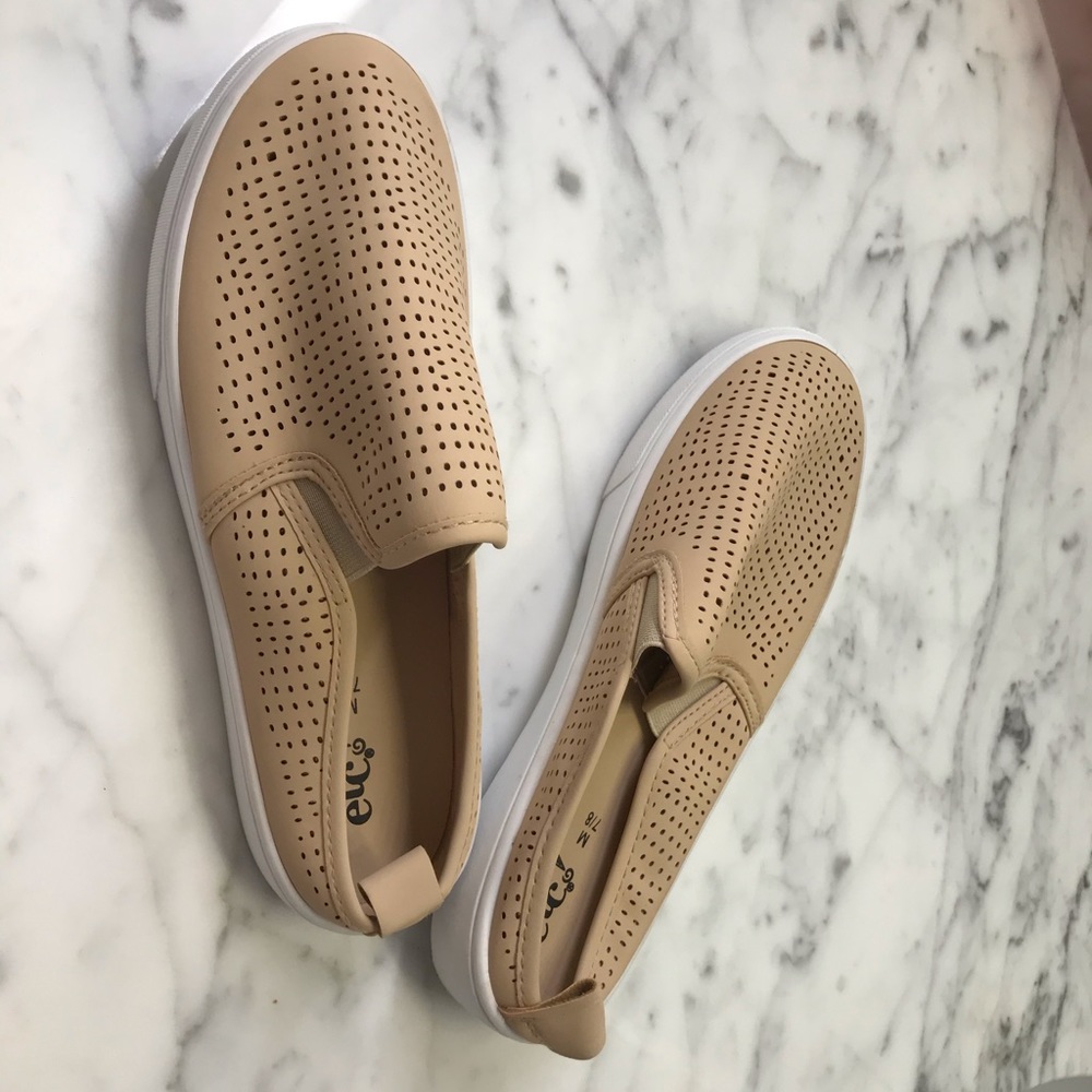 Tan slip on shoes